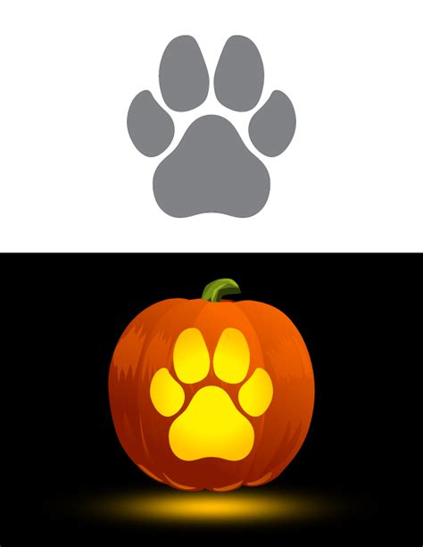 Printable Dog Paw Print Pumpkin Stencil