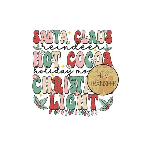 Santa Claus Reindeer Hot Cocoa Christmas Lights Christmas Heat Transfer – MM & Co Print Shop