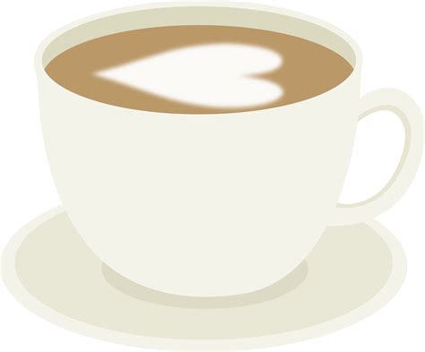 Cup of Coffee With Cream Heart - Free Clip Art