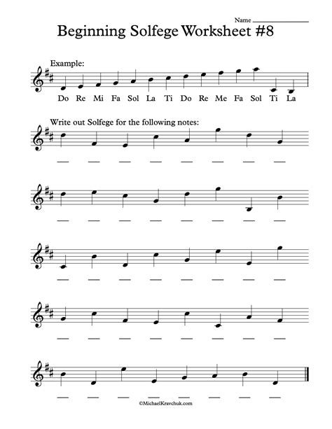 Beginning Solfege Worksheet # 8 For Classroom Instructions | Solfege ...