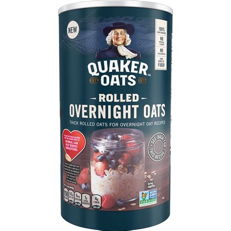 Quaker Rolled Overnight Oats, 19 oz Canister - Walmart.com - Walmart.com