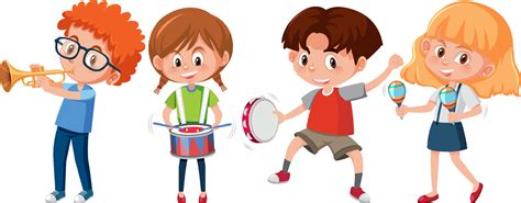 Set of different kids playing musical instruments 2097278 Vector Art at Vecteezy