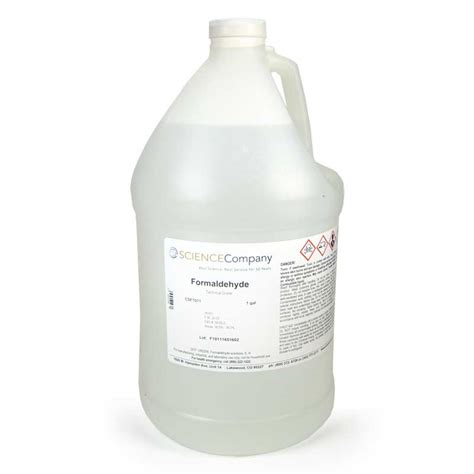 Formaldehyde or Formalin, 37%, 1 gallon jug for sale. Buy from The Science Company.