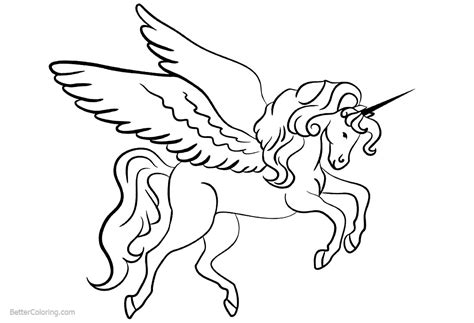 Unicorn Coloring Pages with Wings - Free Printable Coloring Pages