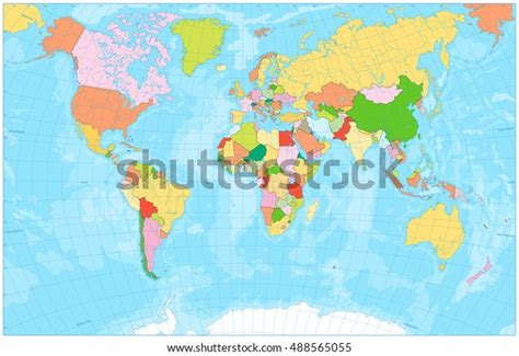 Blank Political World Map Rivers Lakes Stock Vector (Royalty Free ...