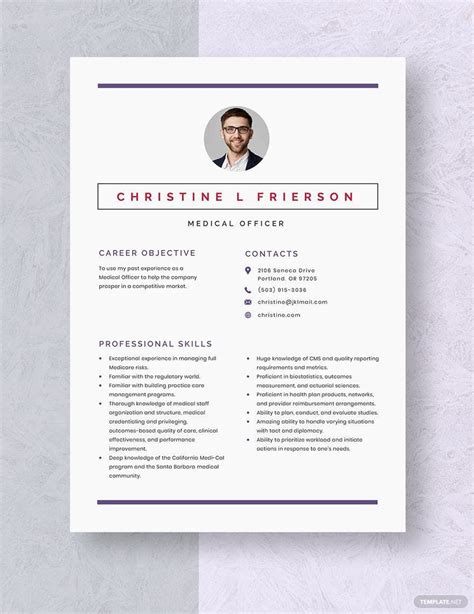 Medical Officer Resume in Pages, Word - Download | Template.net