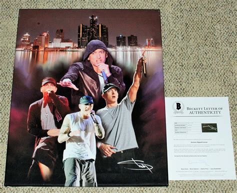 Eminem Autographed Signed 16X20 Canvas Artwork Beckett COA Slim Shady Mm Lp Marshall Mathers