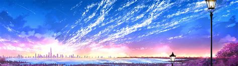 Sky, City, Scenery, Horizon, Landscape, Anime, 8K, #131 Wallpaper PC Desktop