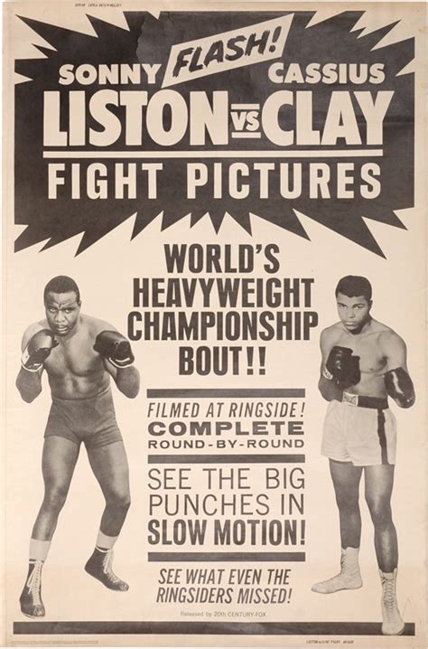 1964 Sonny Liston Vs. Cassius Clay Film Poster