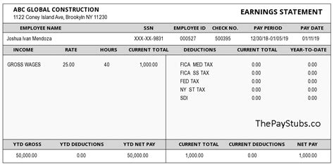 Online Free Pay Stub (paycheck stub) Generator