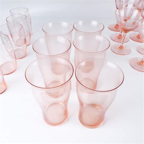 Vintage Pink Glass Stemware | EBTH