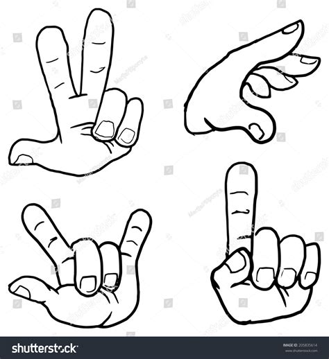 Set Cartoon Hand Signs Vector Illustration Stock Vector (Royalty Free ...