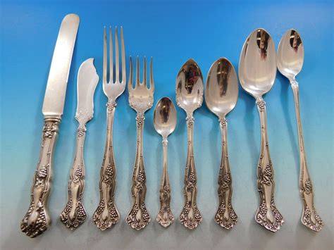 Vintage by 1847 Rogers Silverplate Flatware Set for 8 Service 81 Pieces Grapes - Flatware ...