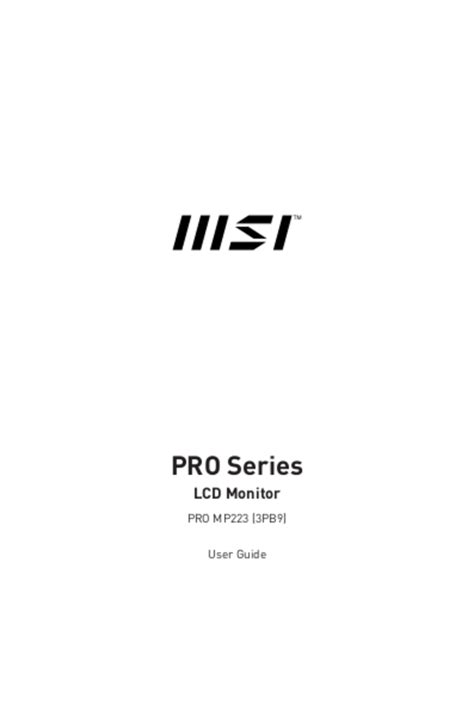 User manual MSI PRO MP223 (English - 26 pages)