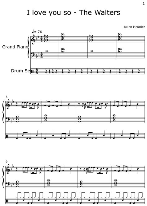 I love you so - The Walters - Sheet music for Piano, Drum Set