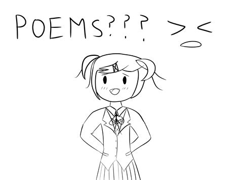 Doodled Natsuki sharing poems : DDLC