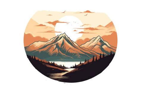 Mountain Sunset Clipart Graphic by Illustrately · Creative Fabrica