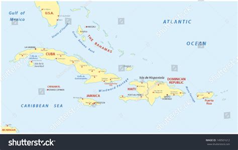 Greater Antilles Map Stock Vector Illustration 149501612 : Shutterstock