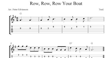 Row, Row, Row Your Boat, easy free guitar sheet music and tabs