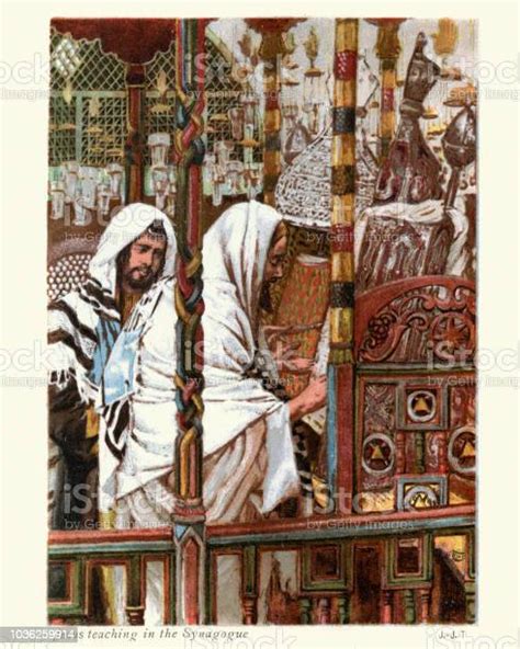 Jesus Christ Teaching In The Synagogue Stock Illustration - Download ...