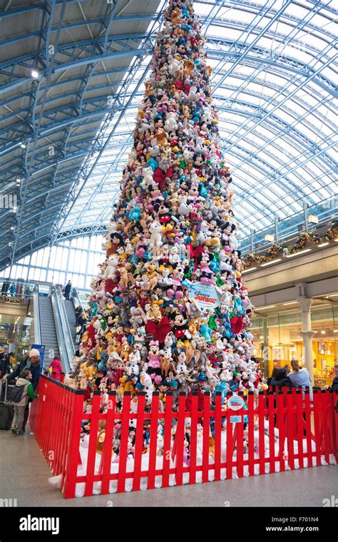 November 2015 - Christmas tree made of stuffed toys by Disney, London, UK Stock Photo - Alamy