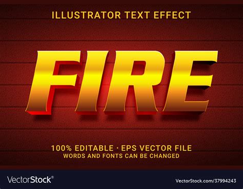 Fire 3d -editable text effect Royalty Free Vector Image