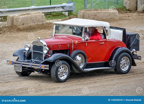 Red and White Ford Convertible Antique Car Editorial Stock Image - Image of truck, fire: 158458239