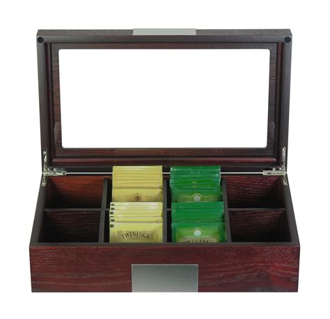 TimelyBuys 8 Compartment Cherry Wood Tea Box Storage Organizer Chest ...