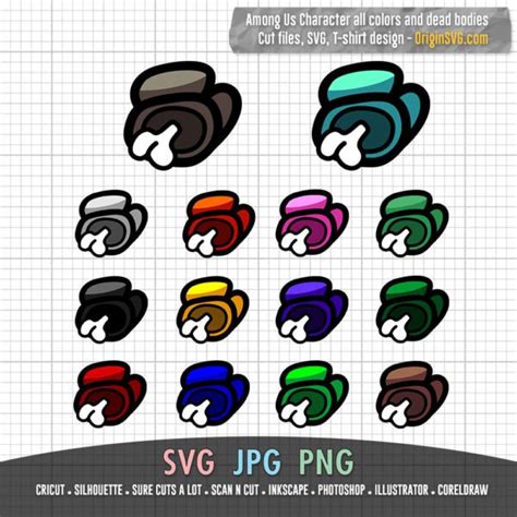 Among Us Character and Dead Body all Colors SVG – Origin SVG Art