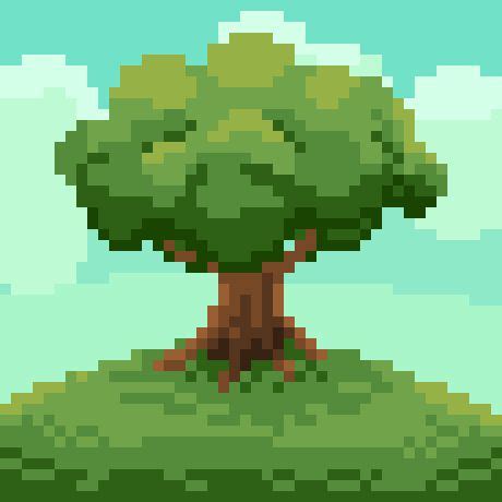 [OC] Tree on Hill | Pixel art tutorial, Pixel art design, Cool pixel art