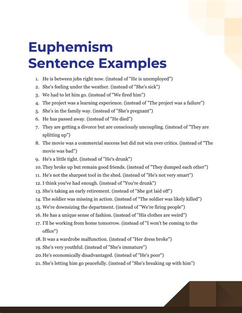 Euphemism Sentence - 99+ Examples, PDF, Tips