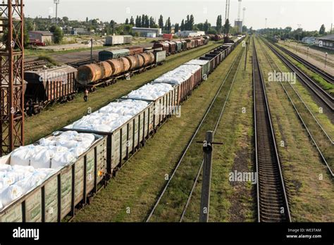 Cargo train. Railway station Stock Photo - Alamy