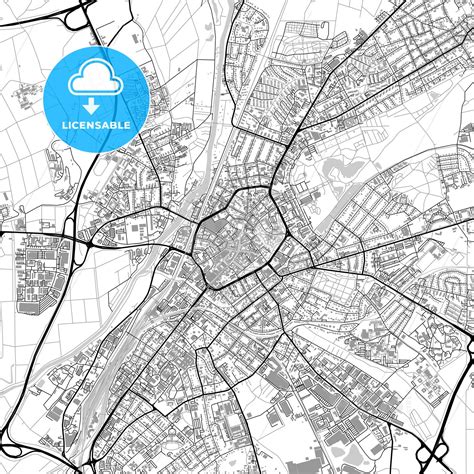 Gießen, Germany, vector map with buildings - HEBSTREITS