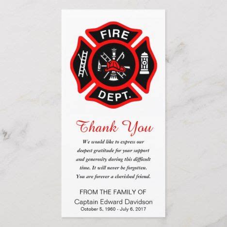 Firefighter Sympathy Thank You Maltese Cross | Zazzle | Sympathy, Sympathy thank you cards ...