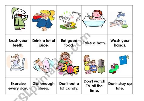 Health Habits Snap Activity - ESL worksheet by Miss CuTe