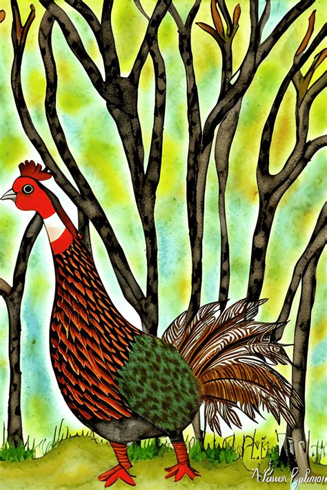 Woodland Ringneck Pheasant Forest Watercolor · Creative Fabrica