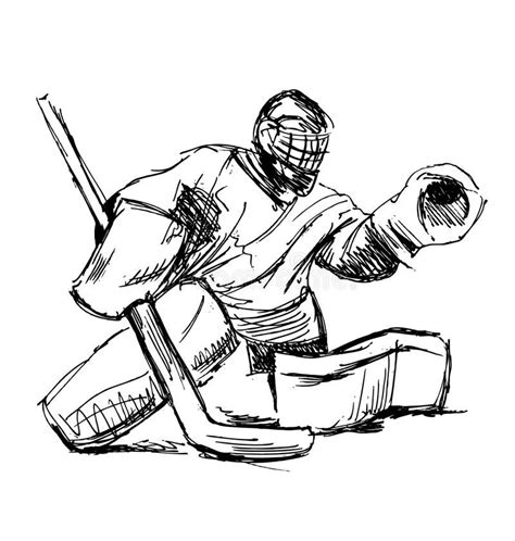 Hand sketch hockey goalie stock vector. Illustration of sport - 70935824 | Hockey drawing ...