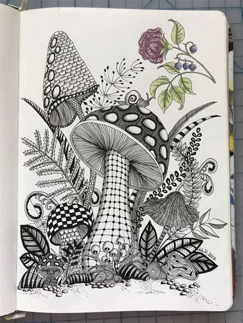 mushroom - Dwg Drawing Download! | Zentangle artwork, Tangle art, Zentangle art