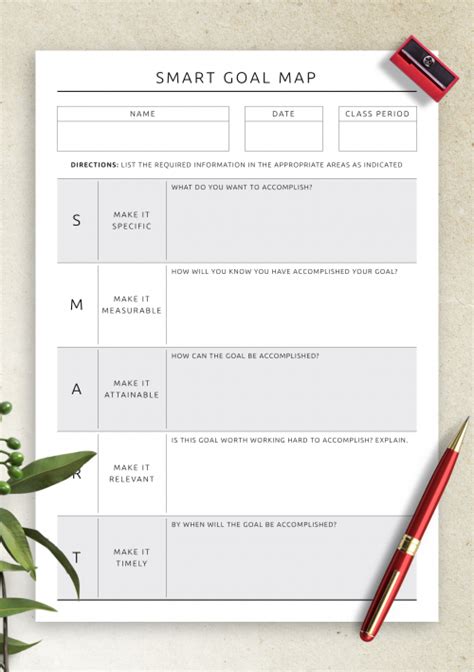 Printable Editable Smart Goals Template