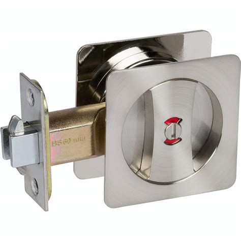 Buy Delaney Hardware 370109 Satin Nickel Contemporary Privacy Square Pocket Door Lock with Edge ...