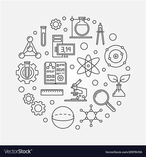 Education and science outline round Royalty Free Vector