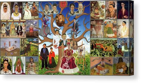 Frida Kahlo Family Tree Collage and Frida Most Famous Symbolism Paintings Canvas Print / Canvas ...