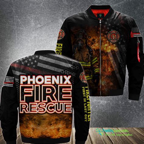 Phoenix Arizona Fire Department Rescue Firefighters Mens Bomber Jacket ...