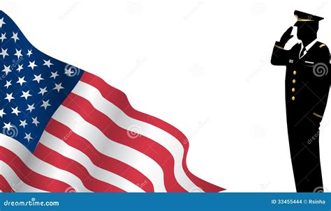 US Flag Military Soldier Saluting In Silhouette Cartoon Vector ...