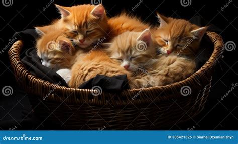 Red Kittens in a Basket, Charming Beautiful Baby Cat Breeds Stock ...