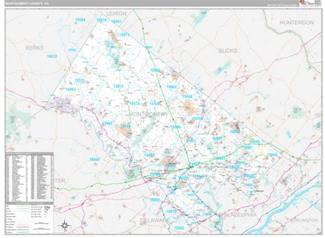 Montgomery County, PA Wall Map Premium Style by MarketMAPS - MapSales