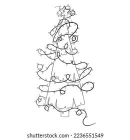 Cartoon Christmas Tree Christmas Lights Coloring Stock Vector (Royalty Free) 2236551549 ...