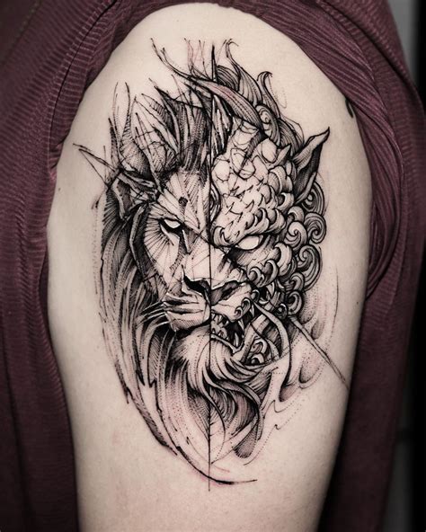 Lion and Foo Dog (Chinese guardian lions) Done at @bk.inkstudio ...