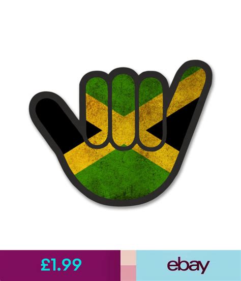 2 x 10cm Jamaica Flag Shocker Hand Vinyl Sticker Decal Laptop Car Jamaican #6183 | Vinyl ...