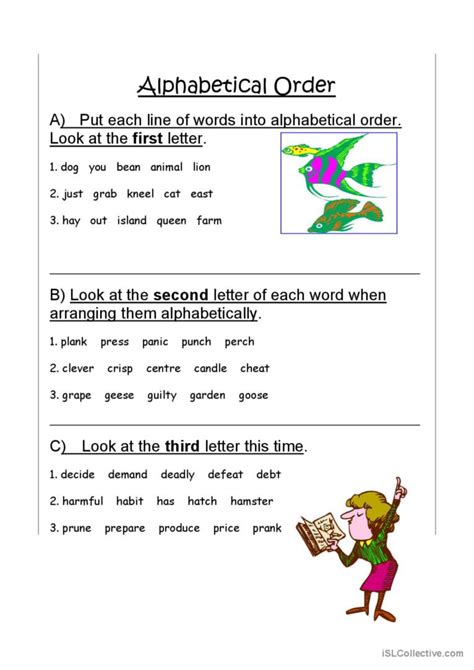 Alphabetical order: English ESL worksheets pdf & doc